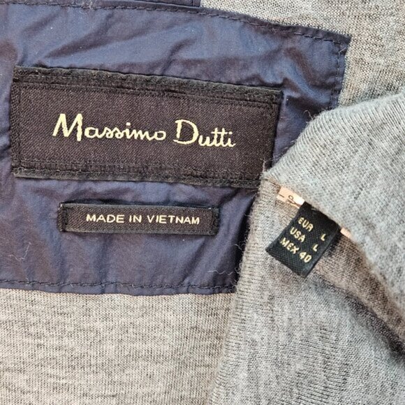 Massimo Dutti Jacket Lightweight Snap Buttons Blue Pockets Long Sleeve Mens Sz L - Picture 8 of 12